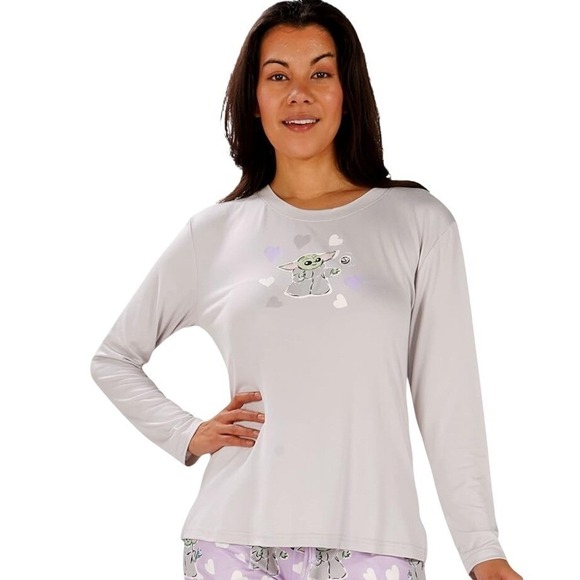 munki munki Other - Star Wars Munki Munki Womens Grogu Pajama Top Long Sleeve Gray Small Baby Yoda